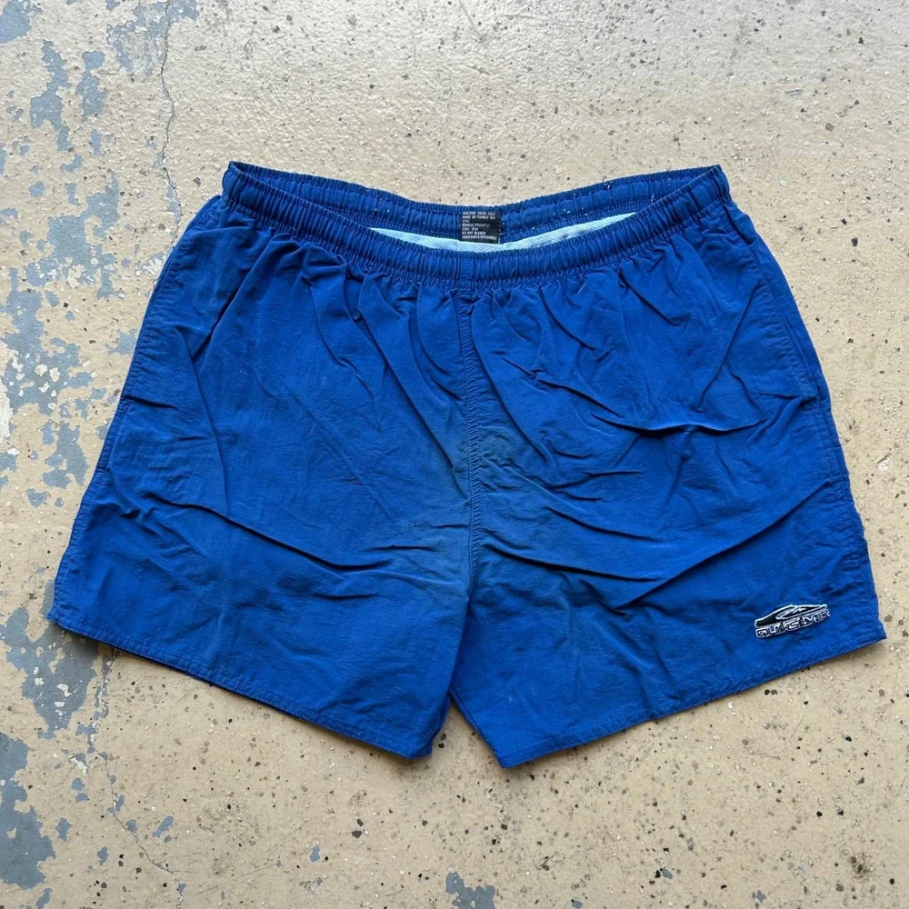 Vintage 90s Quiksilver Blue Nylon Swim Trunks Shorts Mens Large